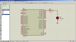 Схема подключения. ISIS Professional (Proteus 7) - Мигание светодиодом на ATmega16 (LED Blinking) — MicroPi (6)