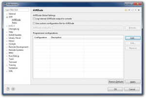 Настройка Eclipse CDT/C++ для программирования AVR микроконтроллеров