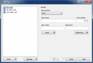 Подключение по SFTP с помощью WinSCP - Новое подключение (New site)