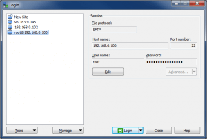 Подключение по SFTP с помощью WinSCP - Подключение (Login)