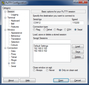 Подключение по UART с помощью PuTTY (TTL последовательный порт) - PuTTY