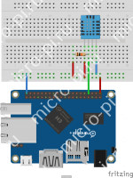 Схема подключения DHT11 к Orange Pi One