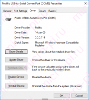 Установка драйвера для PL2303 - Driver Version