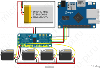 Схема подключения сервопривода SG90 к PCA9685 и Orange Pi One