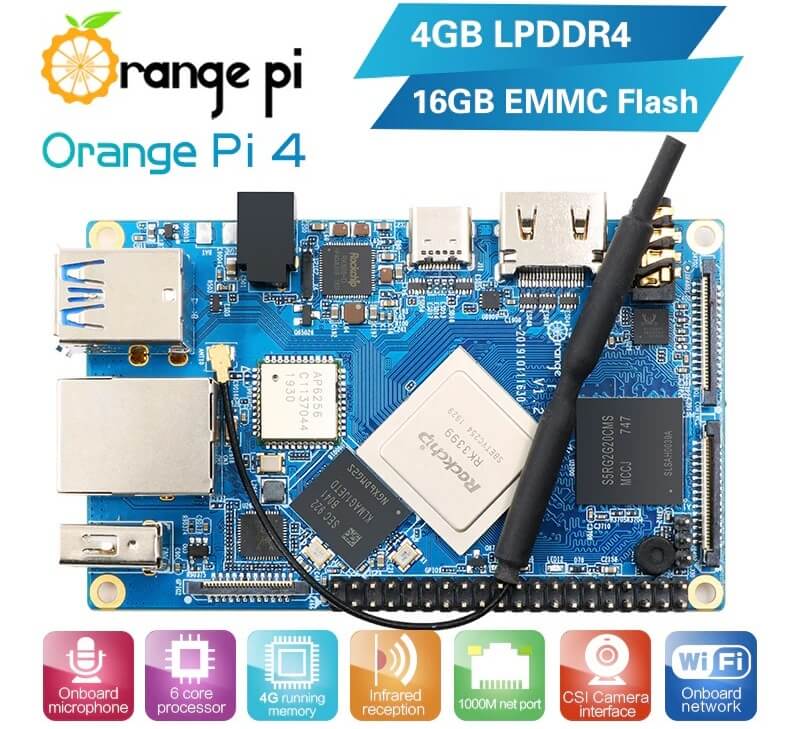 Orange Pi 4 - одноплатный мини ПК на базе RK3399 и с 4 Гб LPDDR4