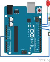 Урок 1. Управление I/O. Схема подключения светодиода - Maixduino+LED+Button